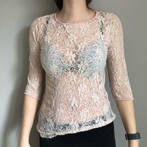 Baby pink lace tee